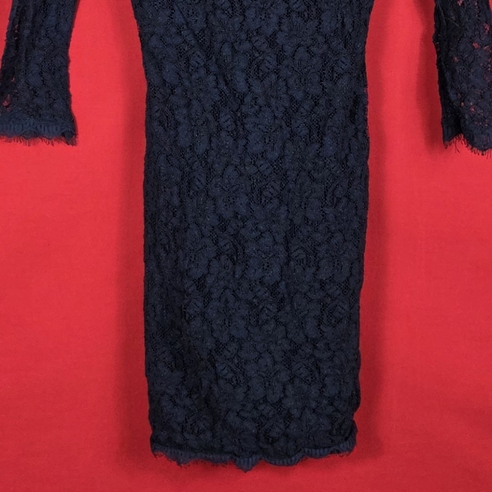 DIANE VON FURSTENBURG Zarita Lace Dress Navy Blue Size 0 ASO‎ Meghan Markle - Picture 4 of 7